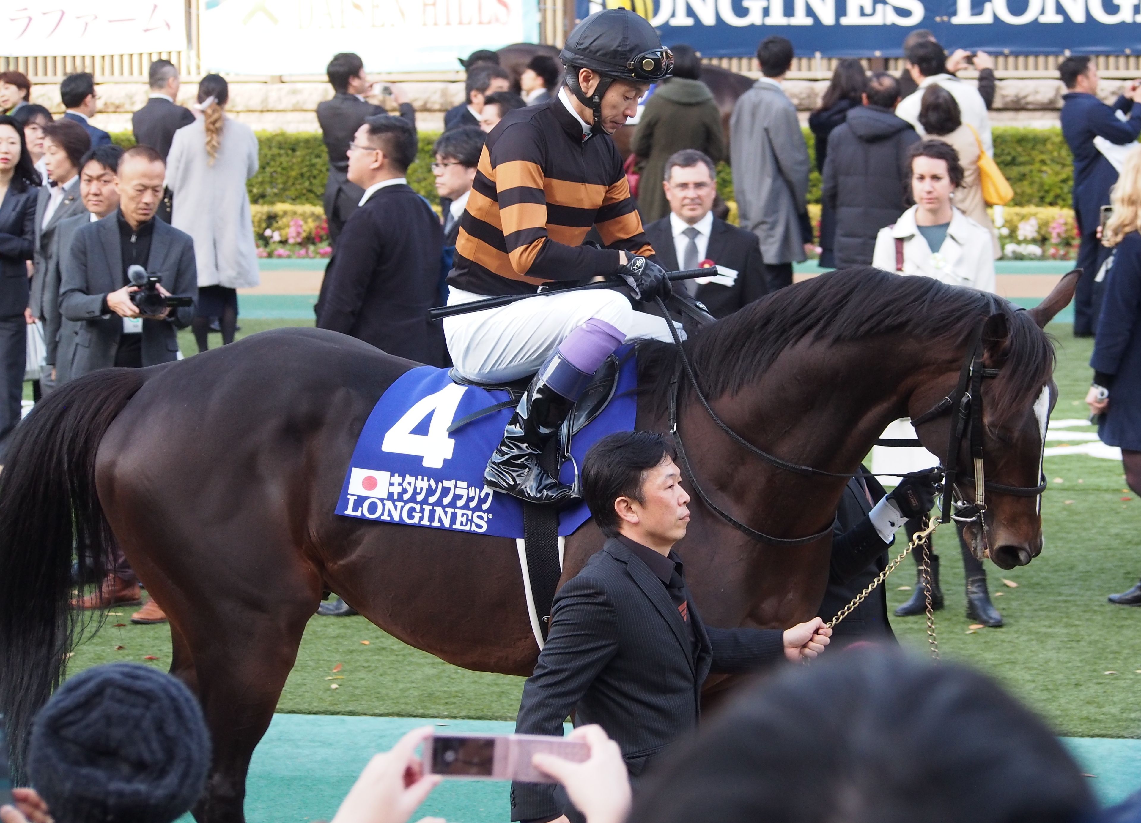 ジャパンカップ当日、パドックを周回するキタサンブラックと武豊騎手